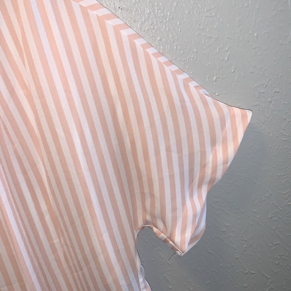 Worthington Summer Pink Stripe Top Blouse Ties on sides Women’s Sz Medium - Picture 3 of 8
